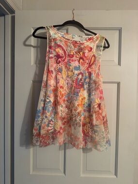Johnny Was Multicolor Floral Embroidered Sleeveless Blouse